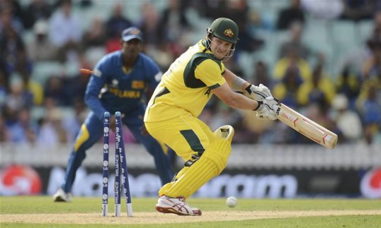 Australia lost the important wicket of Shane Watson in the second over to severely dent their chances of reaching the semi-finals of the Champions Trophy.