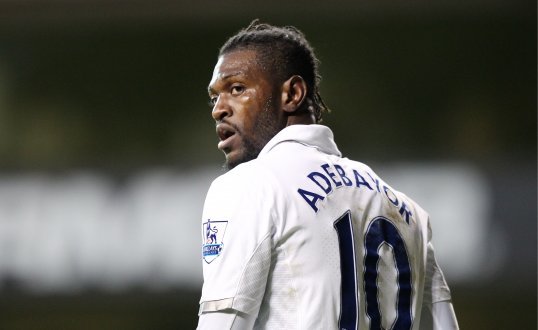 Emmanuel Adebayor will start for Tottenham Hotspur against Lyon in the Europa League tonight.