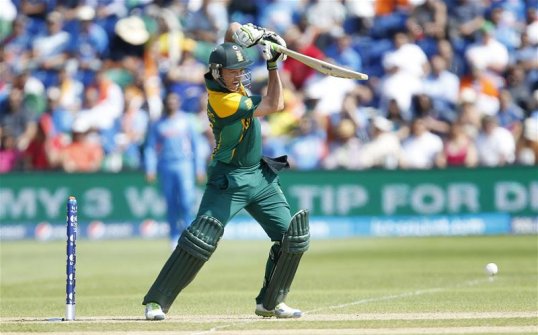 South Africa overcame an early wobble to breach 100-runs as they chased an India target of 332 in the first match of the Champions Trophy in Cardiff.