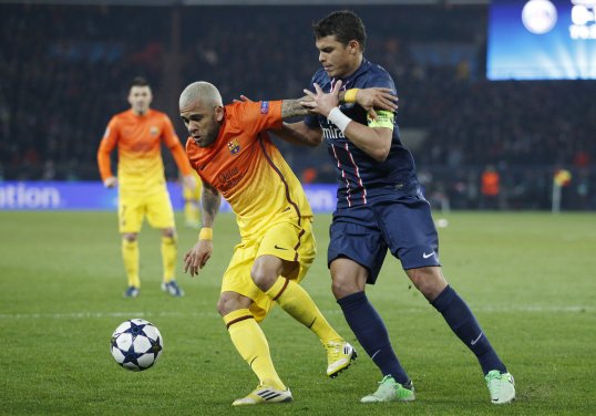 Dani Alves has revealed he is trying to convince Paris Saint-Germain defender Thiago Silva to join him at Barcelona.
