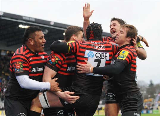 Saracens have increased their lead at the top of the Aviva Premiership to five points after beating Harlequins 27-12 at the Allianz Park.