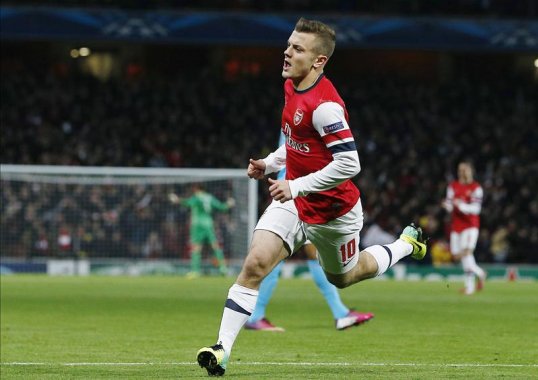 Arsenal midfielder Jack Wilshere has set himself a target of scoring at least ten goals this season, and was pleased to net a brace against Marseille.