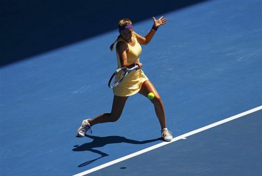 Defending champion Victoria Azarenka has beaten Russia’s Elena Vesnina in straight sets in round four of the Australian Open.