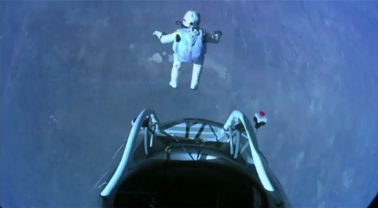 World record-breaking skydiver Felix Baumgartner has spoken about his moment of terror during his jump from the edge of space.