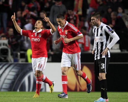 Benfica came from behind to earn a 3-1 home-leg win against Newcastle United in the quarter-final of the Europa League at the Stadium of Light in Lisbon.
