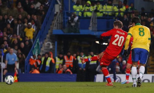 Brazil and Russia drew 1-1 at Stamford Bridge in an international friendly on Monday night.