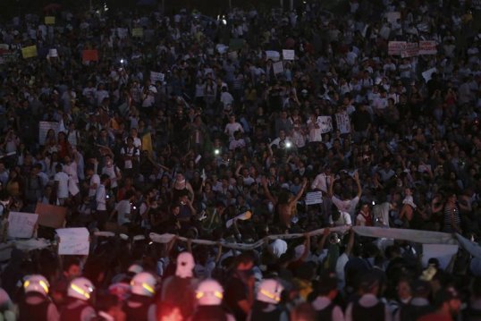Fifa has been warned over a possible hijacking of the Brazil 2014 World Cup as record numbers of Brazilians take to the country's streets in anti-government protests.