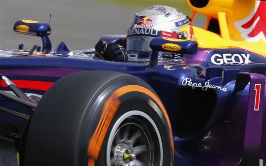 Red Bull’s Sebastian Vettel leads after 26 laps of the British Grand Prix.