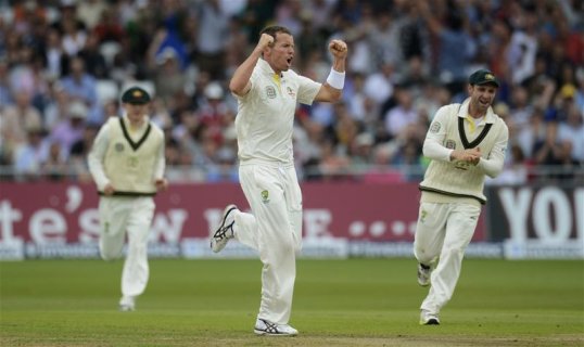 Kevin Pietersen has been dismissed as Australia claimed a vital wicket in the early stages of the afternoon session at the first Ashes test in Nottingham.