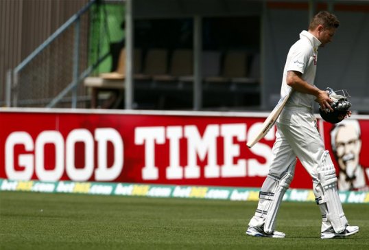 Australia captain Michael Clarke was dismissed for a golden duck as the tourists meandered to 273-7 against India at stumps on day two of the third Test in Mohali.