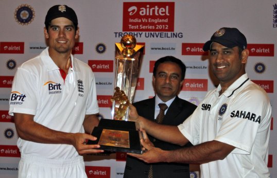 India captain MS Dhoni, and prised his bowling attack for subjecting England to a nine-wicket defeat in the opening Test in Ahmedabad.India mastered the wicket as Pragyan Ojha took 5-45 to dismiss England for 191, and added a further four wickets in t
