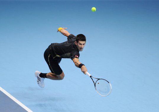 World number one Novak Djokovic beaten Juan Martin del Potro, 4-6, 6-3, 6-2 to reach the final of the ATP World Tour Finals in London.