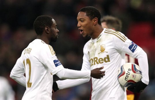 Swansea City midfielder Nathan Dyer has expressed his devastation at missing out on the chance to become the first player to score a hat-trick in the League Cup final.