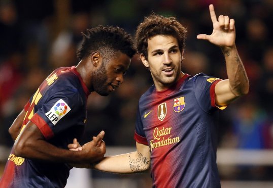 Barcelona's two midfielders Cesc Fàbregas and Alex Song and defender Adriano Correia have all been declared fully fit for Sunday's derby match against Espanyol.