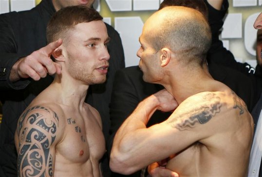 Things got heated at the weigh-in for the European super bantamweight fight between Carl Frampton and Kiko