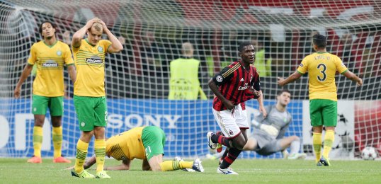 Two late goals gave AC Milan a hard-fought victory over a resilient Celtic side in the Champions League on Wednesday night.