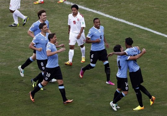 Palermo's Abel Hernandez stole the headlines tonight after netting four goals in a 8-0 rout of Confederations Cup minnows Tahiti.