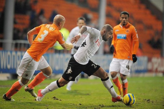 Blackpool was set to cause an FA Cup upset when Fulham scored in the dying seconds.