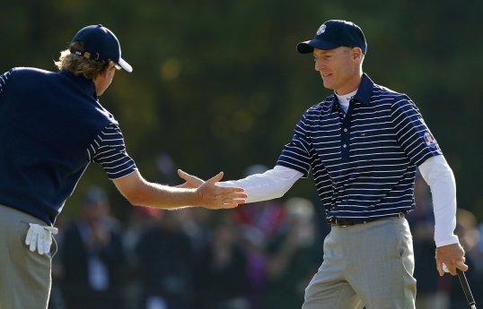 Jim Furyk and Brandt Snedeker defeated Rory McIlroy and Graeme McDowell in the final foursome match to give the US an 8-4 lead in the Ryder Cup.