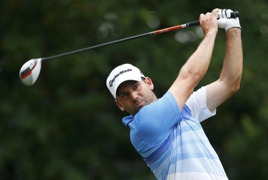 Sergio Garcia and Tiger Woods clashed at the start of their third round in the Players Championship at Sawgrass on Saturday.