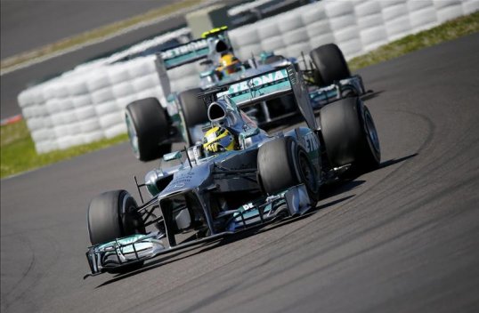 Nico Rosberg and Lewis Hamilton completed a Mercedes one-two at the end of the second stage of qualifying at the Hungarian Grand Prix.