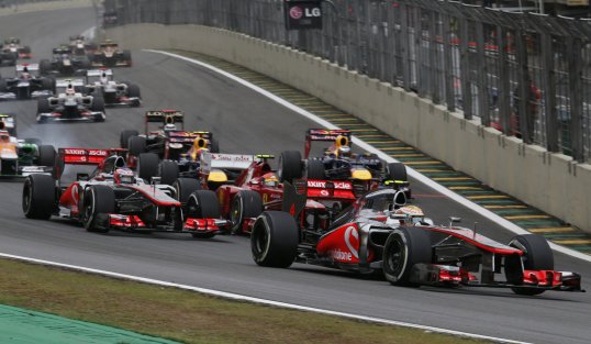 McLaren’s Lewis Hamilton has taken the lead of the Brazilian Grand Prix in the 49th lap.