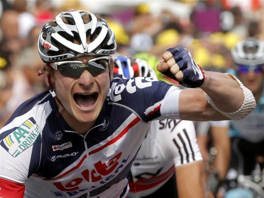 Germany's Andre Greipel won the first stage of the Tour Down Under on Tuesday, becoming the most successful rider in the race's history by claiming his 12th stage win overall.
