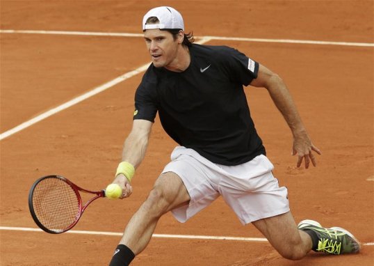Germany's Tommy Haas progressed to the third round of the French Open with a straight sets victory over Jack Sock of America.