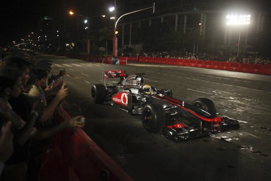 Lewis Hamilton hit back at rumours about his future at McLaren saying there were “many untrue stories”, last night.
