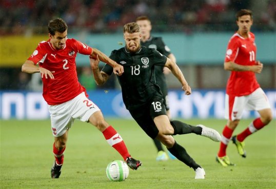 Austria and Republic of Ireland are all level at half-time in their vital World Cup qualifier at the Ernst Happel Stadium in Vienna.