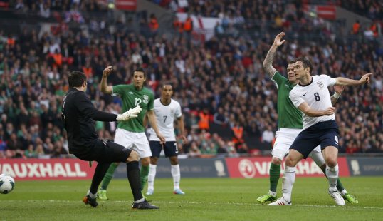 England and the Republic of Ireland went into half-time level at Wembley this evening.