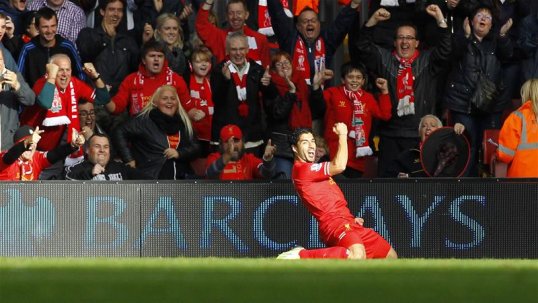 A first half brace from Luis Suarez has given Liverpool a two-goal lead against West Bromwich Anfield at half-time.