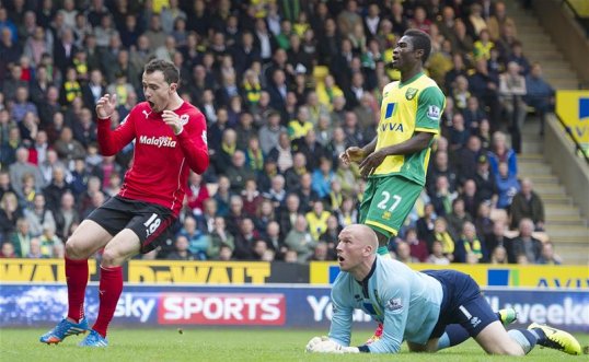 Norwich City and Cardiff City played out a scoreless first half at Carrow Road courtesy of some brilliant goalkeeping from both sides.