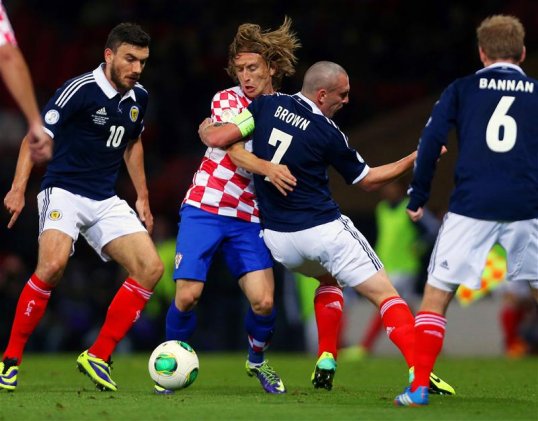 Scotland are leading Croatia 1-0 at half time in their World Cup Group A qualifier at Hampden Park.