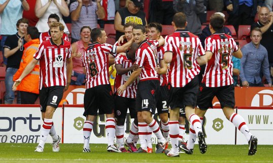 Kevin McDonald scored the first goal of the Football League season and gave Sheffield United a narrow lead to take into half-time against Notts County on Thursday evening.