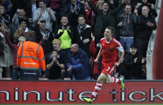 Goals from Rickie Lambert and Jay Rodriguez have given Southampton a two-goal lead at half-time against Fulham.