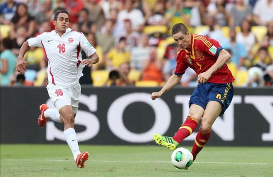Spain are 4-0 up at half-time in their Confederations Cup match against Tahiti in the Maracana Stadium in Brazil.