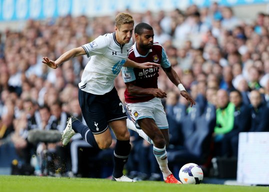 Tottenham Hotspur and West Ham United played out a goalless first half at White Hart Lane on Sunday afternoon.
