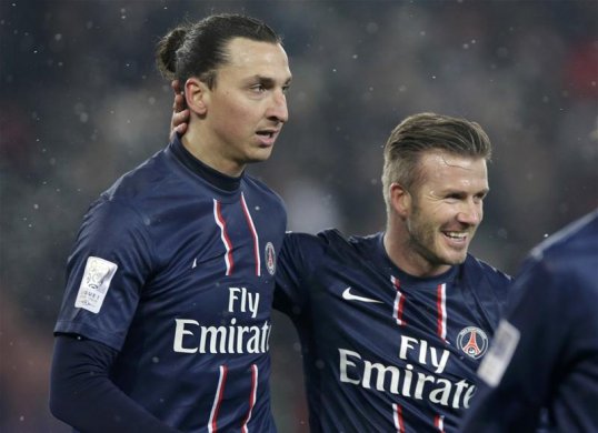 Paris Saint-Germain striker Zlatan Ibrahimović has praised his team-mate David Beckham’s influence at the French club since he joined in January.