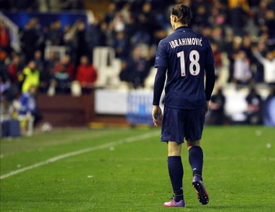 Zlatan Ibrahimović has been suspended for two Uefa competition matches after he was sent off late in the last-16 first-leg Champions League match for Paris Saint-Germain against Valencia CF.