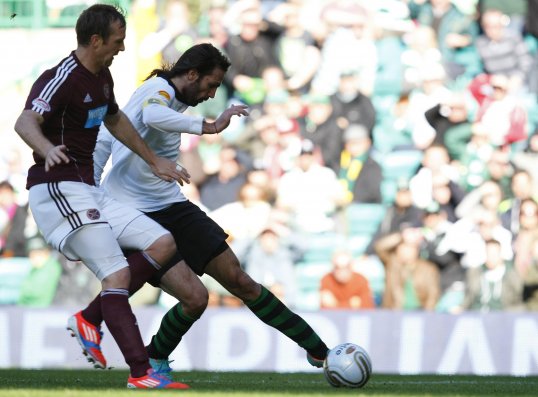 Greek forward Georgios Samaras broke the deadlock on 34 minutes with a left footed strike past Hearts goalkeeper Jamie MacDonald.