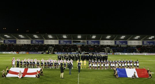 Ryan Hall scored his 150th try as England powered to a 12-0 lead over France in the autumn internationals final at Salford City Stadium.