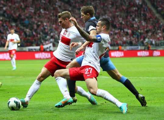 England took a 0-1 lead into half-time against Poland today.
