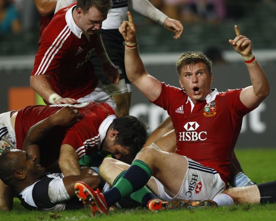 The British and Irish Lions smashed the Barbarians at the Hong Kong Stadium this afternoon.