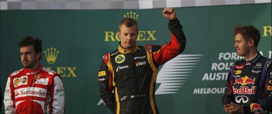 Kimi Räikkönen has kicked off the Formula One 2013 season with a first-place finish in the Australian Grand Prix in Melbourne.
