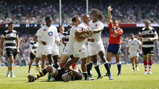 England secured a runaway victory over sheepish Barbarians side as a Freddy Burns charge led the way for a five try onslaught at Twickenham.
