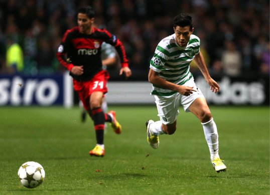 Celtic striker Miku has said a positive mental attitude can help them overcome Barcelona in the Uefa Champions League.