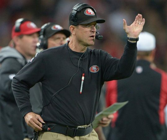 San Francisco 49ers head coach Jim Harbaugh was delighted with the way his team approached the game against the Jacksonville Jaguars at Wembley Stadium on Sunday.