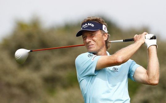Bernhard Langer has a three-shot lead heading into the final round of the Senior Open Championship.