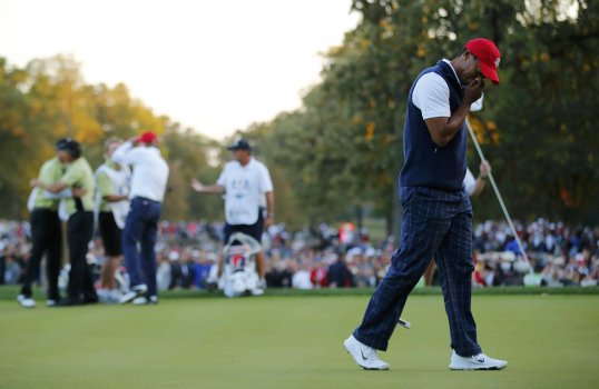Tiger Woods will miss a Ryder Cup session for the first time today.